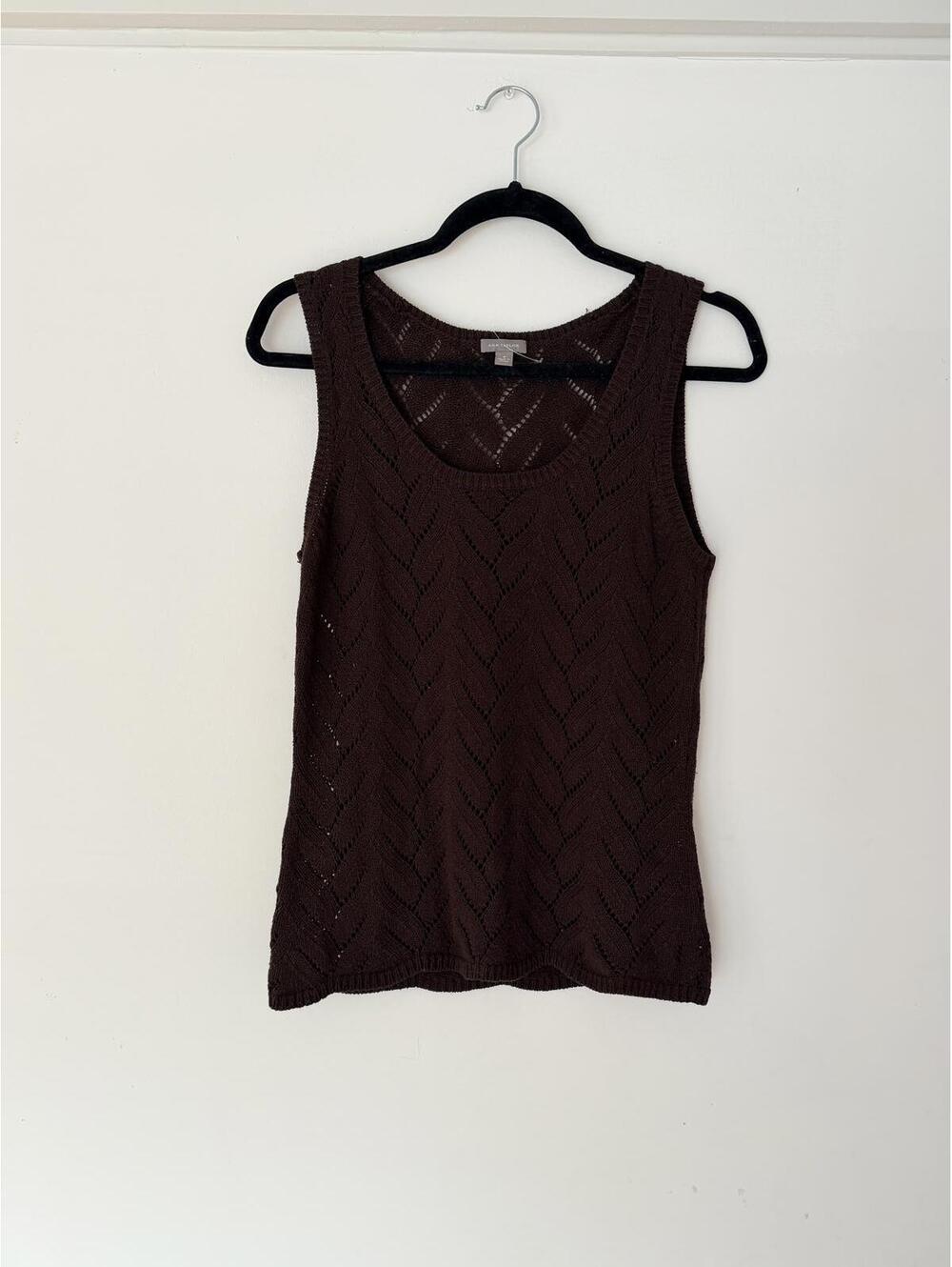 Ann Taylor silk Brown Knit Sleeveless Tank Top size medium